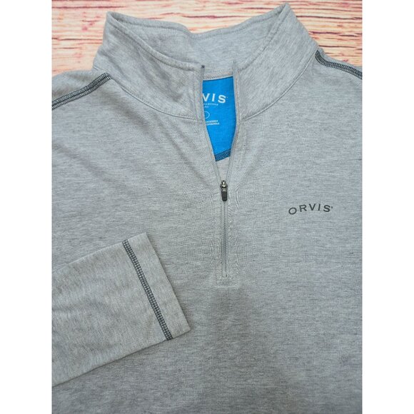 Orvis Mens Large Gray 1/4 Zip Pullover Shirt - Picture 4 of 8